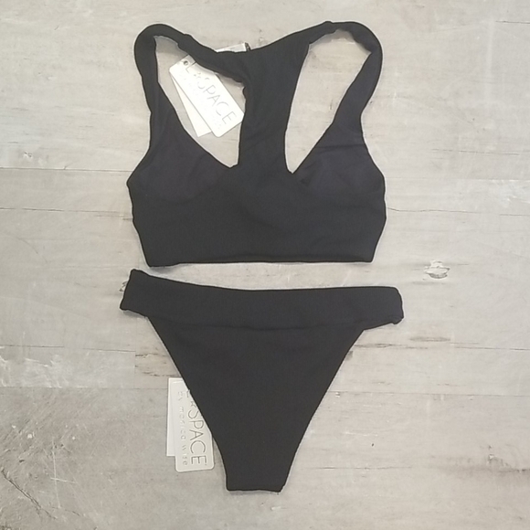 💕L*SPACE💕 Ribbed Bikini Tara Top + Veronica  Bottoms Black XS NWT - Picture 15 of 16